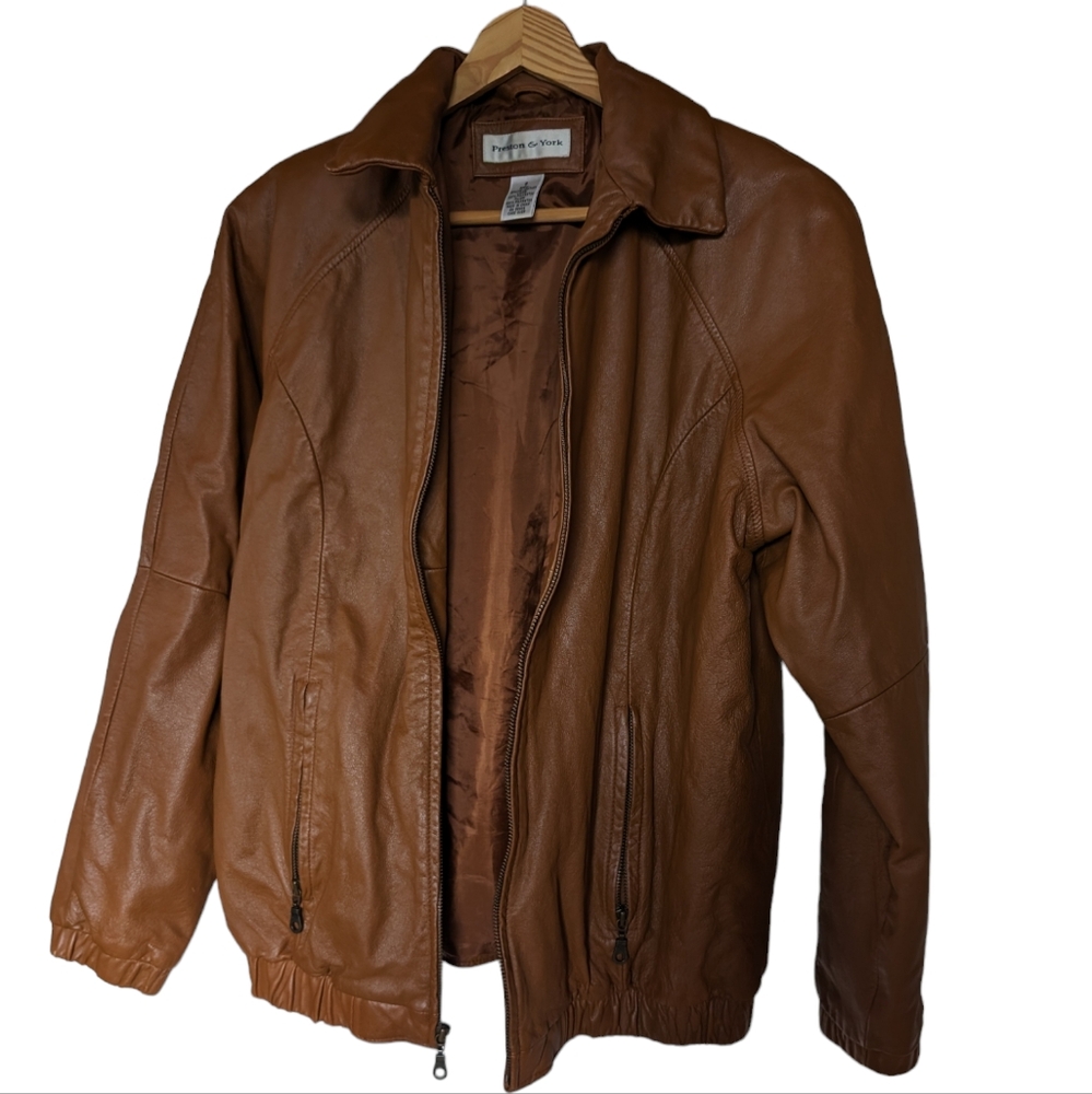 Genuine leather bomber jacket